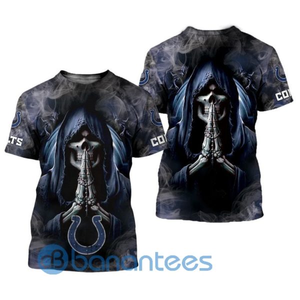 Indianapolis Colts Background Skull Smoke All Over Printed 3D T Shirt Product Photo