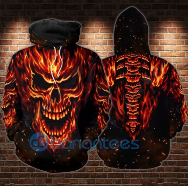 Inferno Skull All Over Print 3D Hoodie Product Photo