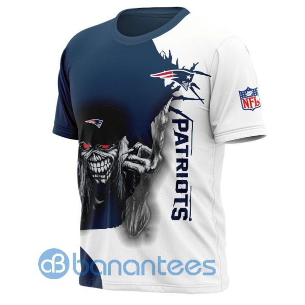 Iron Maiden New England Patriots Short Sleeves Full Printed 3D T Shirt Product Photo