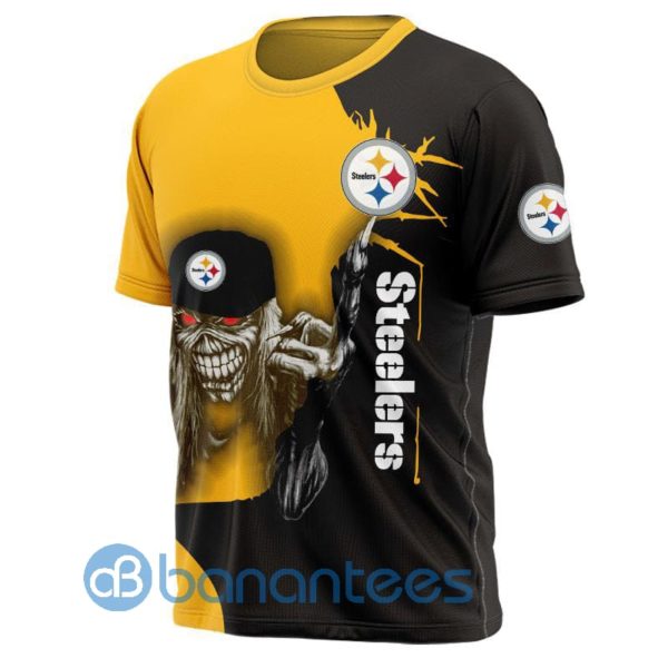 Iron Maiden Pittsburgh Steelers Short Sleeves Full Printed 3D T Shirt Product Photo