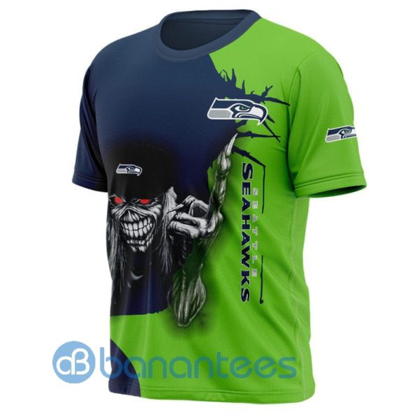 Iron Maiden Seattle Seahawks Short Sleeves Full Printed 3D T Shirt Product Photo