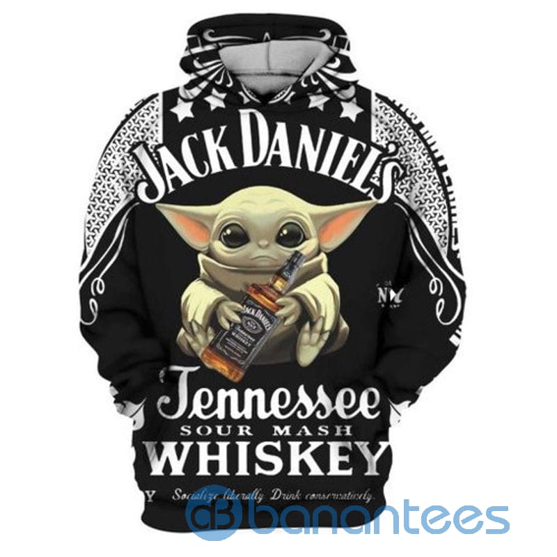 Jack Daniel Whisky Baby Yoda All Over Print 3D Hoodie