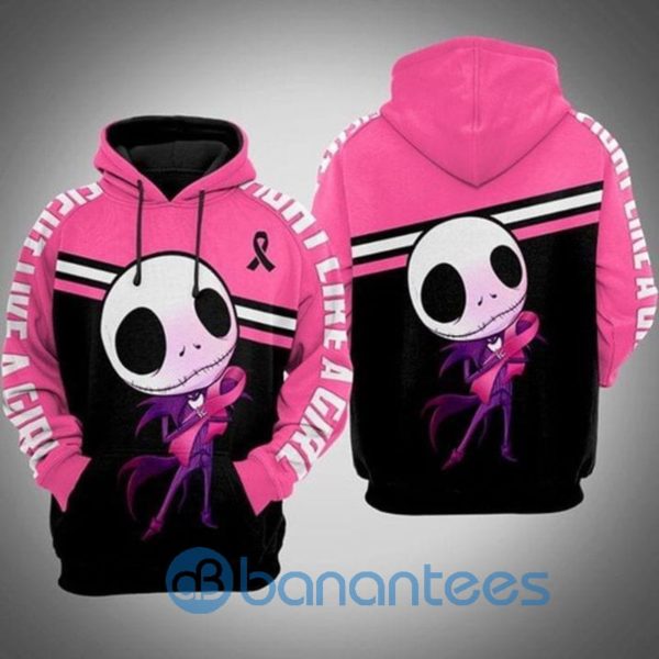 Jack Skellington Br East Cancer Ribbon Men And Women All Over Printing 3D Hoodie Product Photo