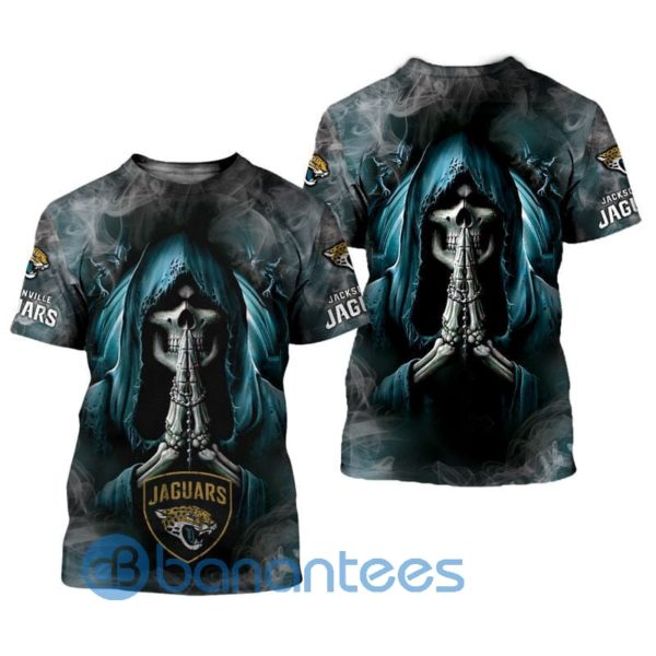 Jacksonville Jaguars Background Skull Smoke All Over Printed 3D T Shirt Product Photo