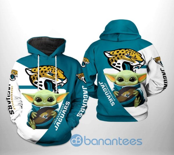 Jacksonville Jaguars NFL Baby Yoda Team All Over Printed 3D Hoodie Product Photo