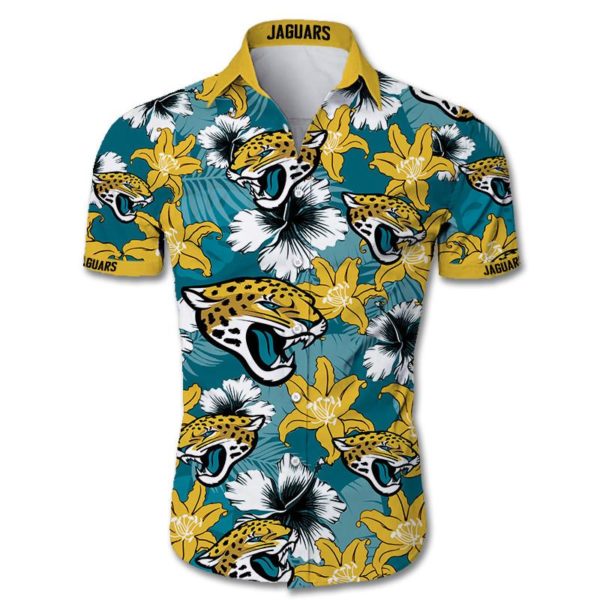 Jacksonville Jaguars Tropical Flower Short Sleeve Hawaiian Shirt Product Photo