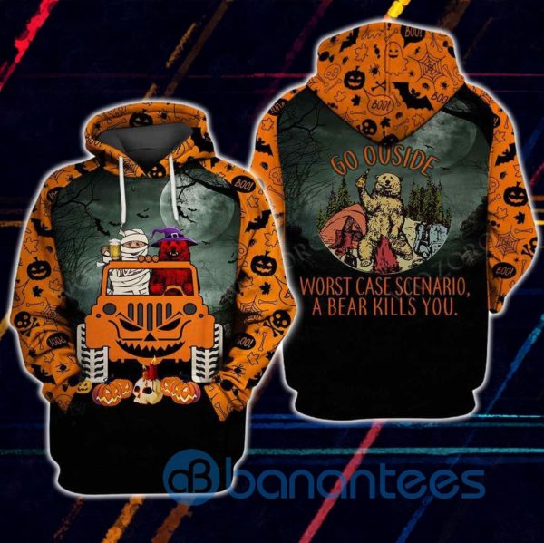 Jeep Bear Go Outside Camping Halloween All Over Printed 3D Hoodie Product Photo