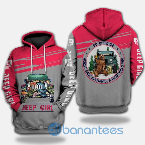 Jeep Girl Car Go Outside Worst Case Scenario A Bear Kills You Camping 3D Hoodie Printed Product Photo