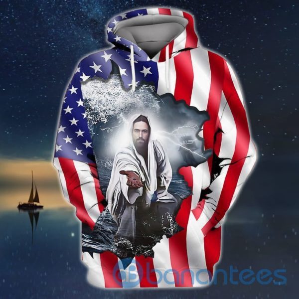 Jesus American Flag 4th Of July Independence Day All Over Printed 3D Hoodie Product Photo