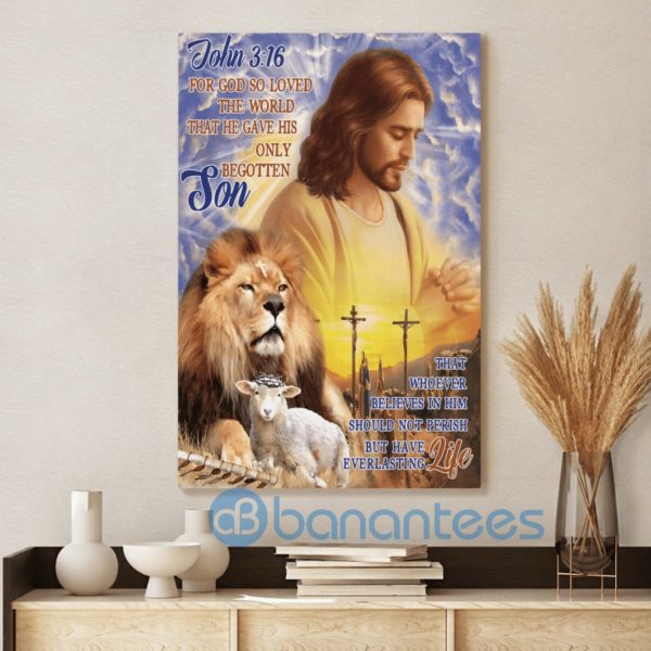 Jesus Lion Lamp For God So Loved The World Wall Art Canvas Product Photo
