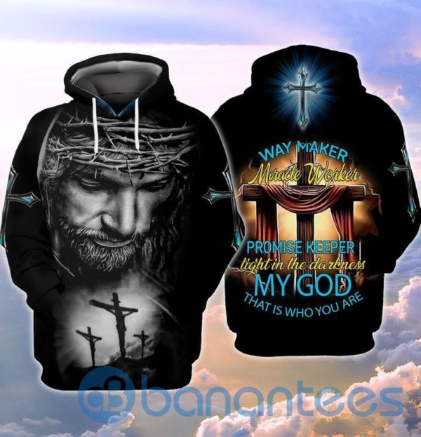 Jesus Way Maker Miracle Worker Promise Keeper Light In The Darkness All Over Printed 3D Hoodie Product Photo