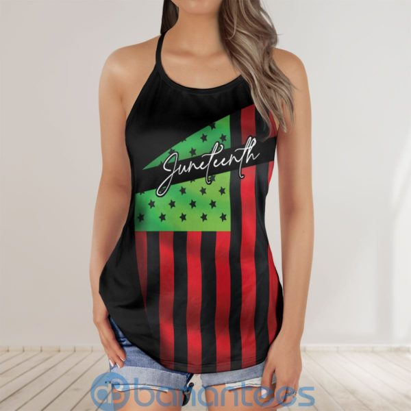 Juneteenth Flag Mom Criss Cross Tank Top Independence Day Flag Product Photo