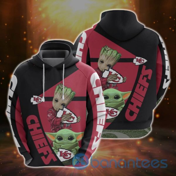 Kansas Chiefs Groot Baby Yoda All Over Printed 3D Hoodie Product Photo