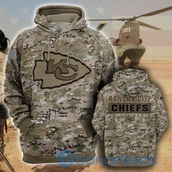 Kansas City Chiefs Camouflage Veteran Over Print 3D Hoodie Product Photo