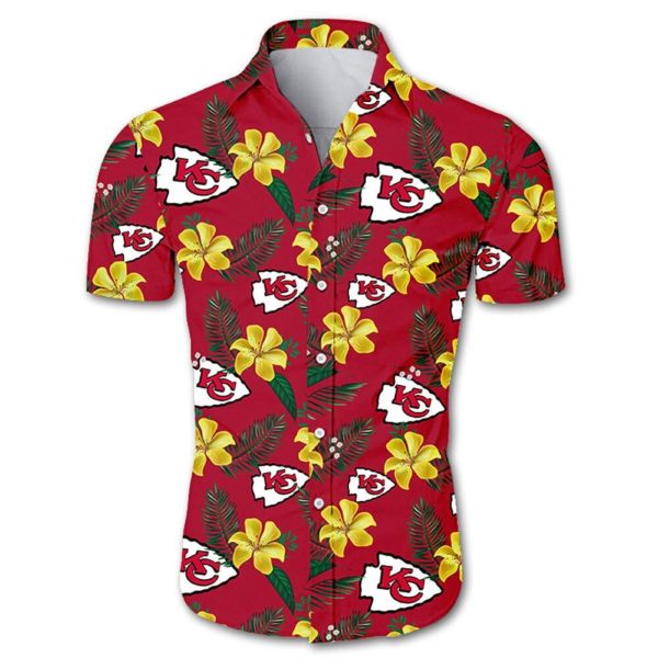 Kansas City Chiefs Floral Red Hawaiian Shirt Product Photo
