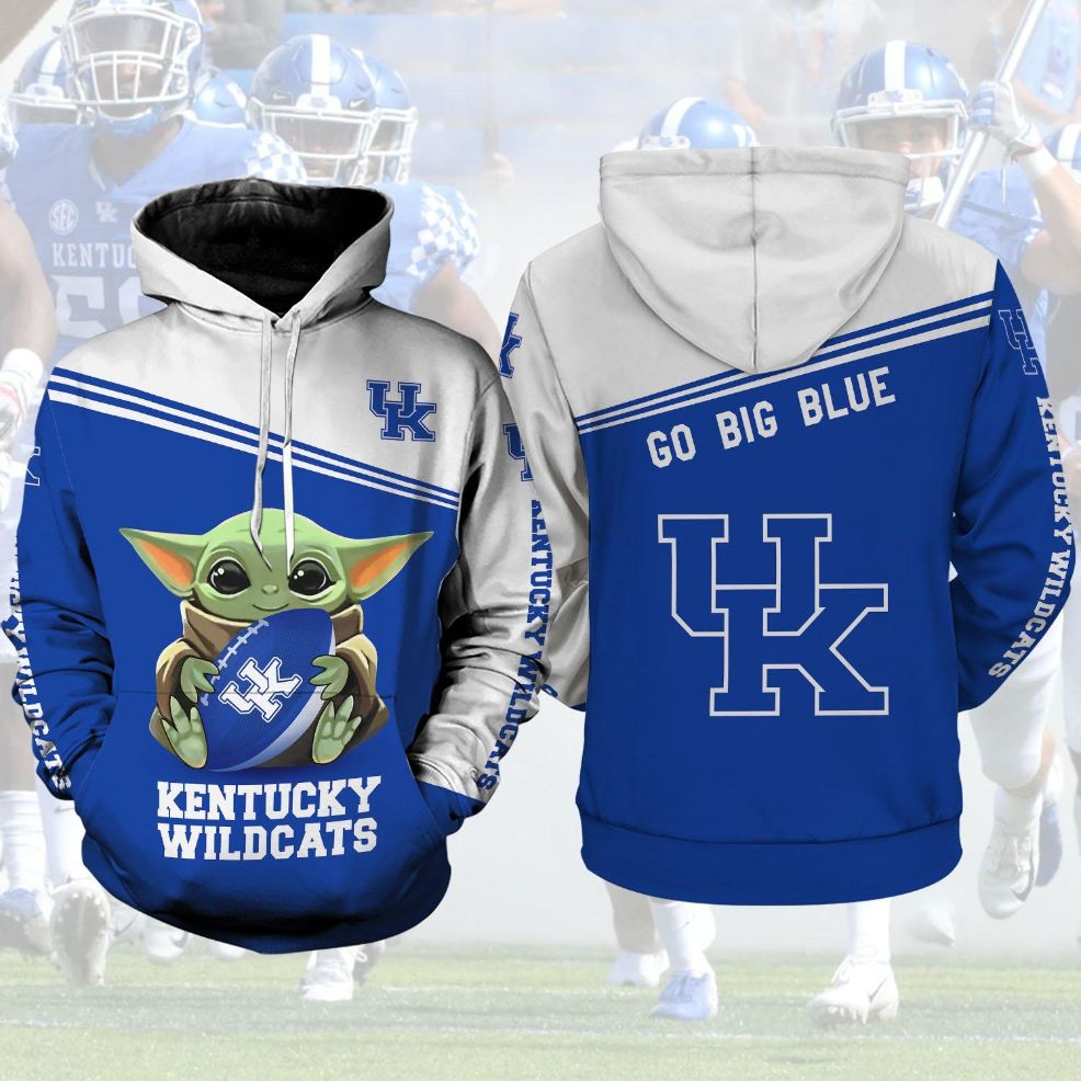 Kentucky Wildcats Lovers Baby Yoda All Over Printed 3D Hoodie