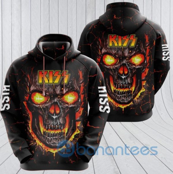 Kiss Rock Band Skull Black All Over Printed 3D Hoodie Product Photo