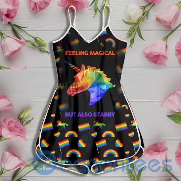 Lgbt Feeling Magical But Also Stabby Rainbow Unicorn Rompers For Women Product Photo