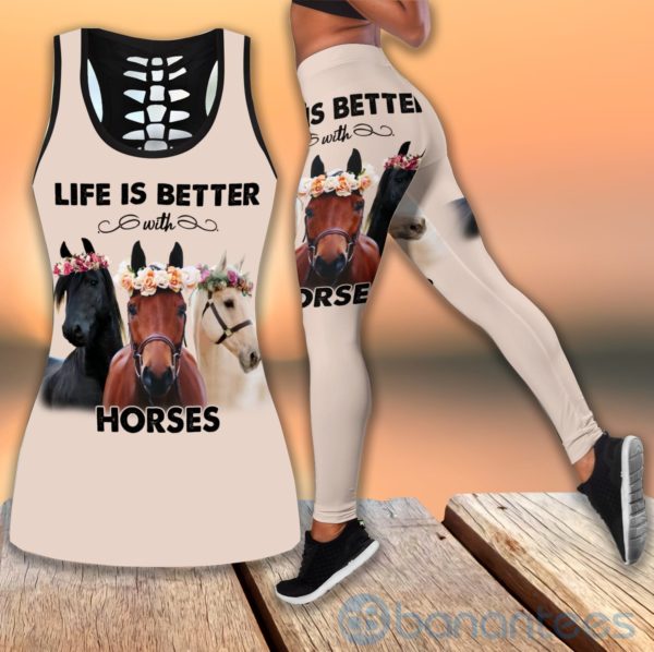 Life Is Better With Horses Tank Top Legging Set Outfit Product Photo