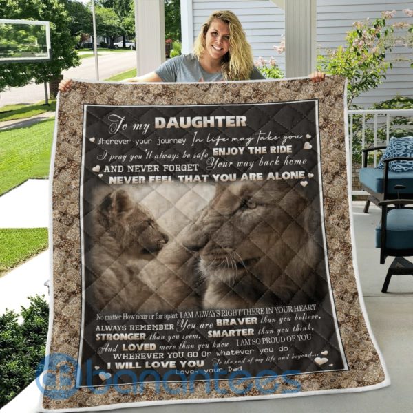 Lion Father And Baby Lion Dad And Daughter Quilt Blanket Quilt Product Photo