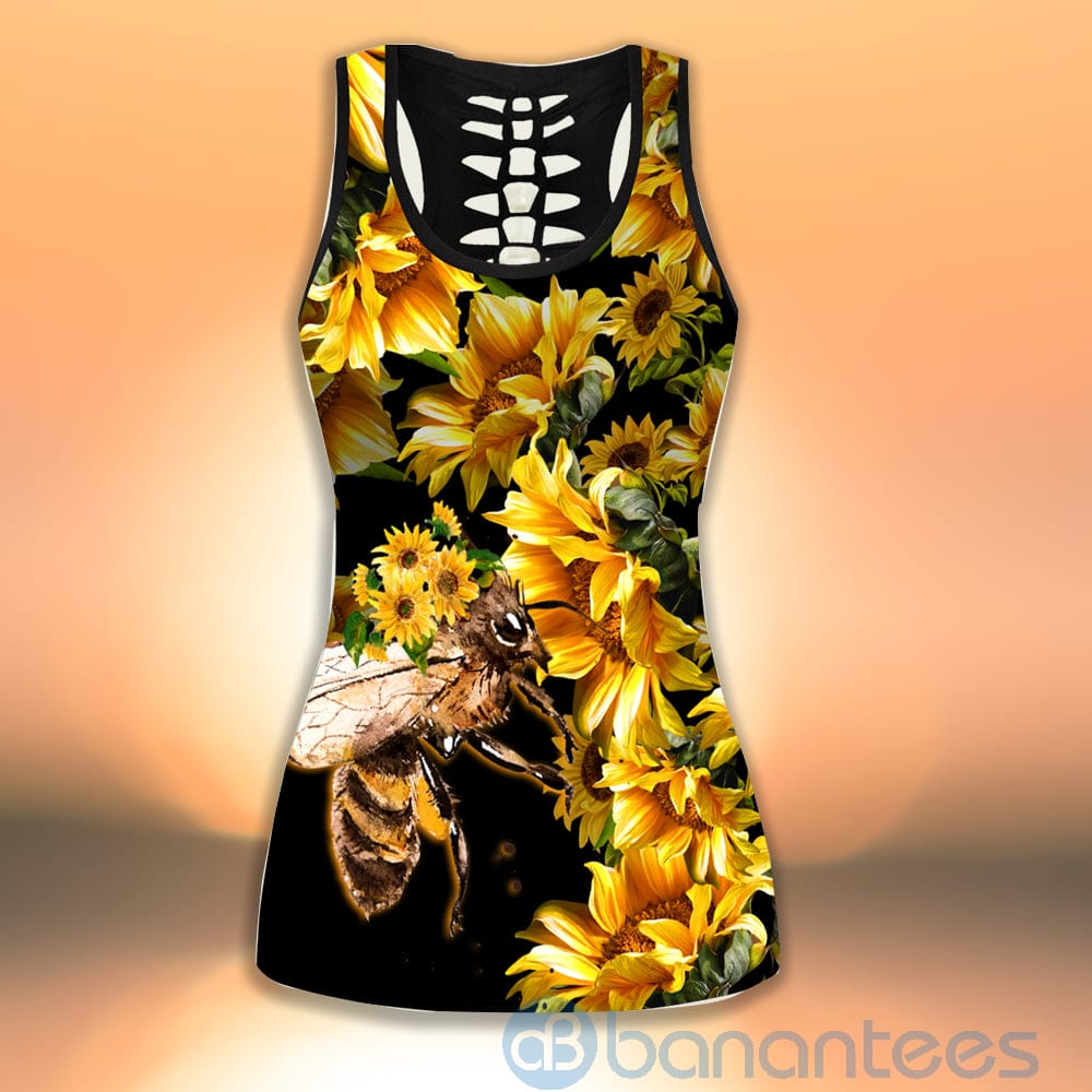 Love Bee Mandala Sunflower Tank Top Legging Set Outfit Product photo 2