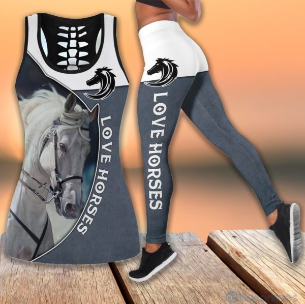 Love Horse Grey Tank Top Legging Set Outfit Product Photo