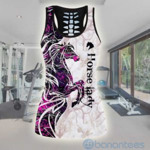 Love Horse Purple Tank Top Legging Set Outfit Product Photo