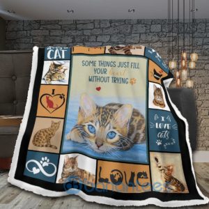 Love My Cat Some Thing Just Fill Your Heart Without Trying Sherpa Blanket Product Photo