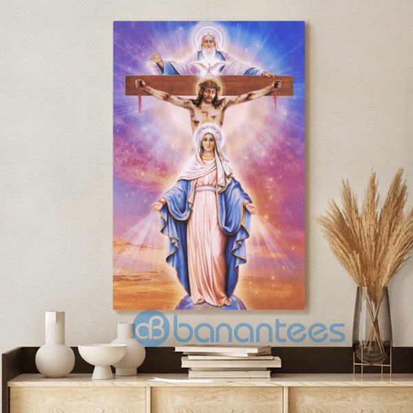 Maria And Jesus On The Cross Wall Art Canvas
