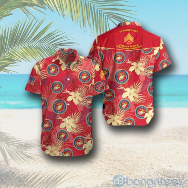 Marine Corps Hawaii Shirt Military Veteran Custom Hawaii Shirt Product Photo