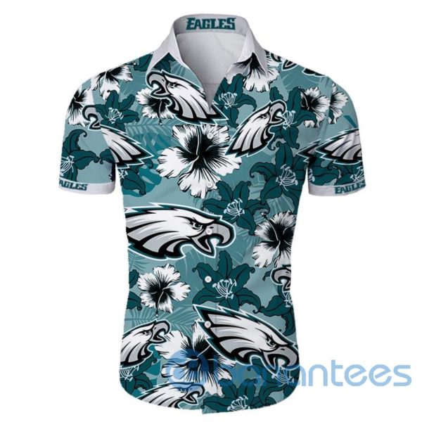 Men Philadelphia Eagles Flower Short Sleeves Hawaiian Shirt Product Photo