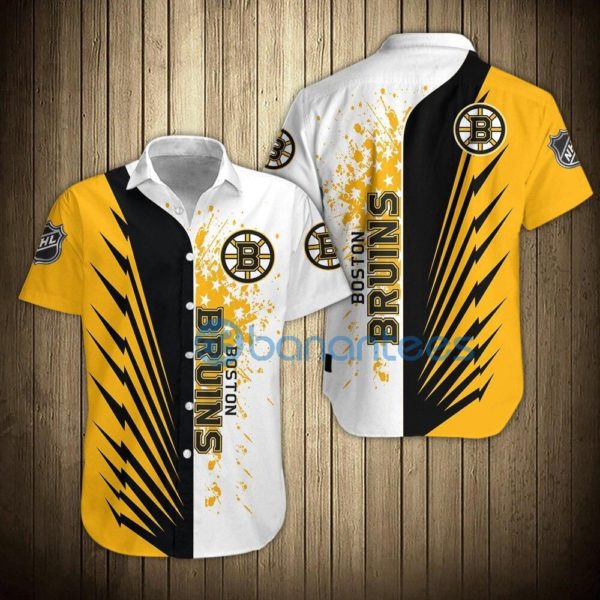 Men's Boston Bruins Short Sleeves Hawaiian Shirt Short Sleeve Product Photo