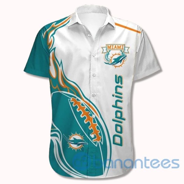 Men's Miami Dolphins Shirts Fireball Short Sleeves Hawaiian Shirt Product Photo