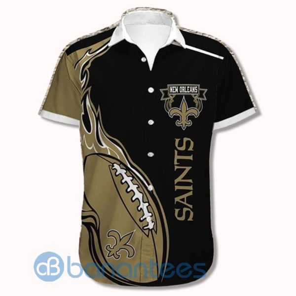 Men's New Orleans Saints Shirts Fireball Short Sleeves Hawaiian Shirt Product Photo