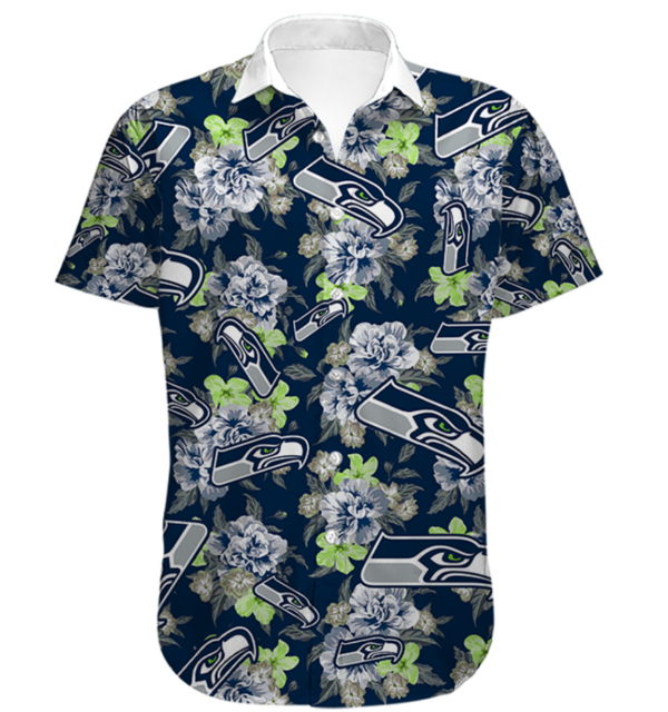Men's Seattle Seahawks Hawaiian Shirt Tropical Product Photo
