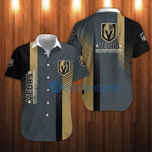 Men's Vegas Golden Knights Striped Short Sleeve Hawaiian Shirt Product Photo