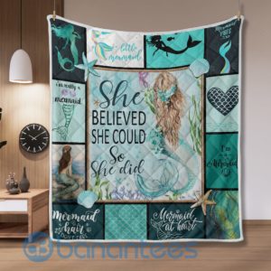 Mermaid She Believed She Could So She Did Quilt Blanket Product Photo