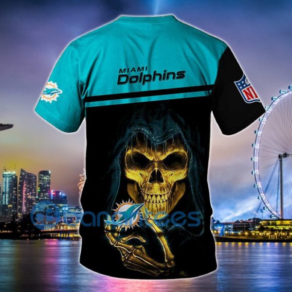 Miami Dolphins Tee Shirts Hand Skull 3D T Shirt Short Sleeves Product Photo