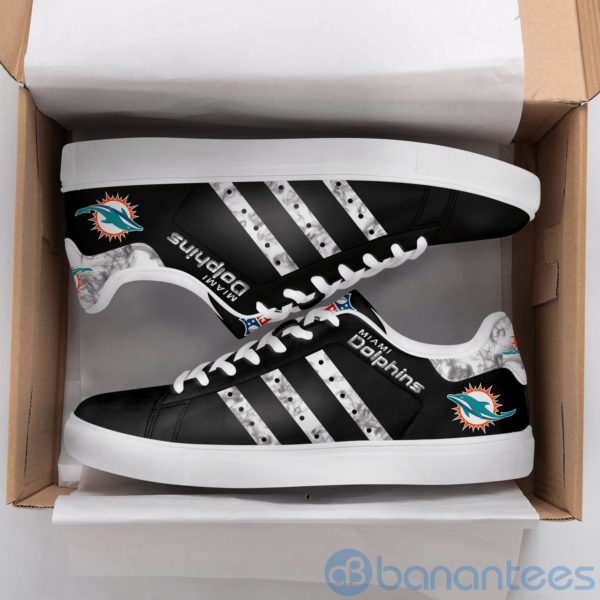 Miami Dolphins White Striped Black Low Top Skate Shoes Product Photo