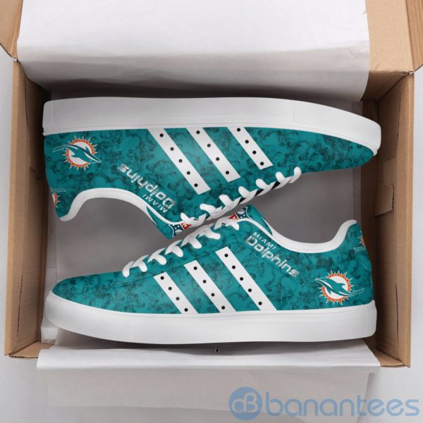 Miami Dolphins White Striped Low Top Skate Shoes Product Photo