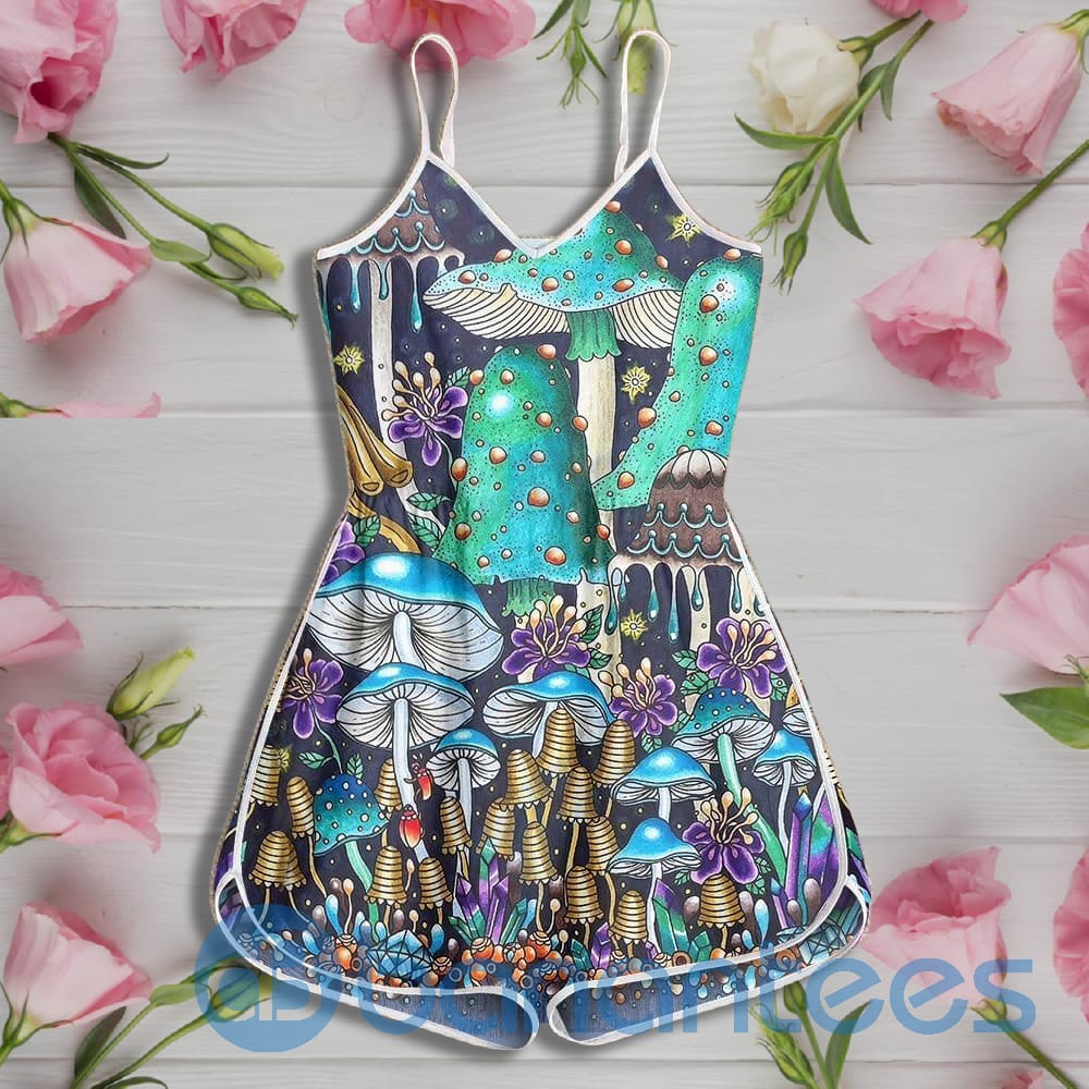 Mushroom Pattern Psychedelic Color Rompers For Women