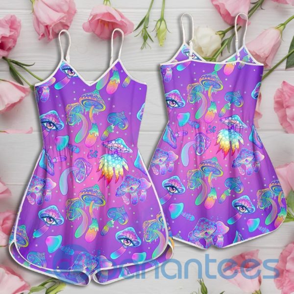 Mushroom Psychedelic Color Pattern Rompers For Women Product Photo