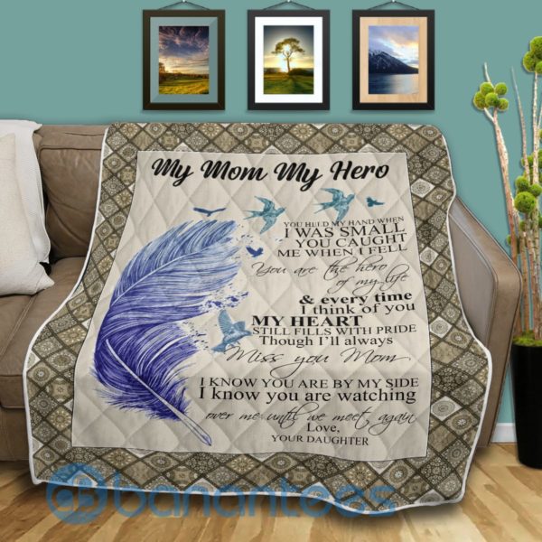 My Mom My Hero You Hold My Hand When I Was Small Quilt Blanket Product Photo