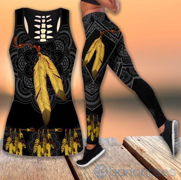 Native American Black Tank Top Legging Set Outfit Product Photo
