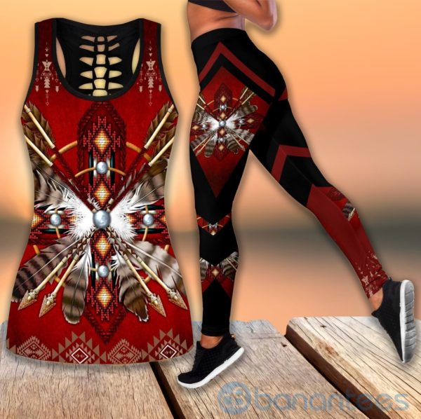 Native American Red Tank Top Legging Set Outfit Product Photo