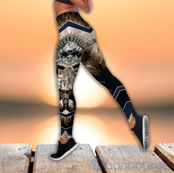Native American Wolf Family Tank Top Legging Set Outfit Product Photo