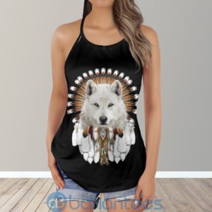 Native Wolf American Girl Yoga DreamCatcher Criss Cross Tank Top Product Photo