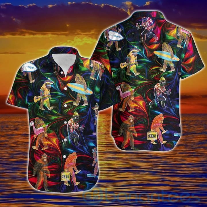 Neon Bigfoot Tropical Hawaiian Shirt