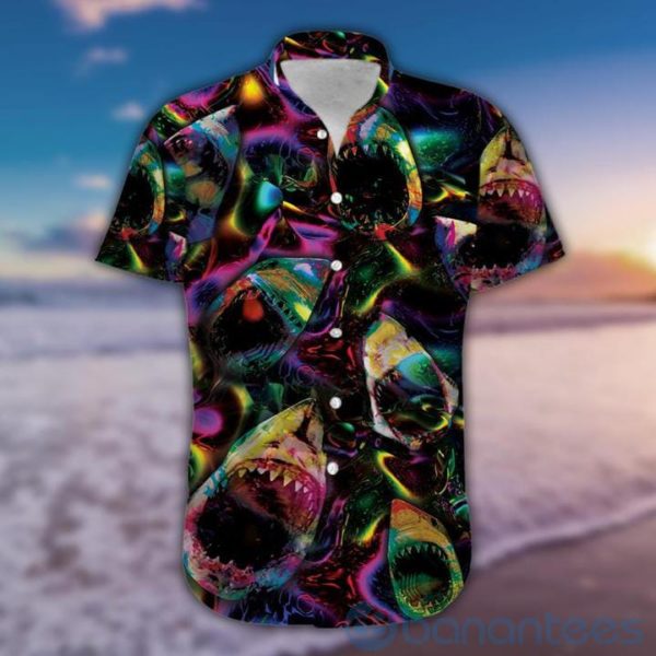Neon Shark Jaws Tropical Hawaiian Shirt Product Photo