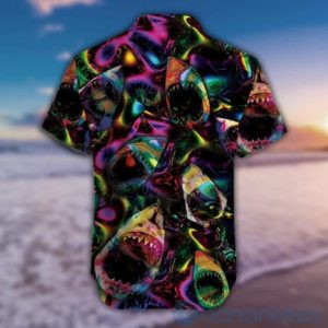 Neon Shark Jaws Tropical Hawaiian Shirt Product Photo